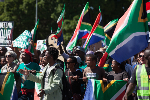 March & March movement rally with South African flags